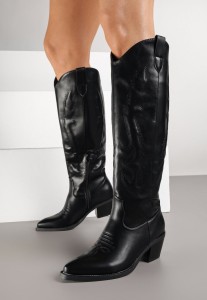 Czarne Kozaki Kowbojki na Niskim Stożku w Klasycznym Stylu Latarelle