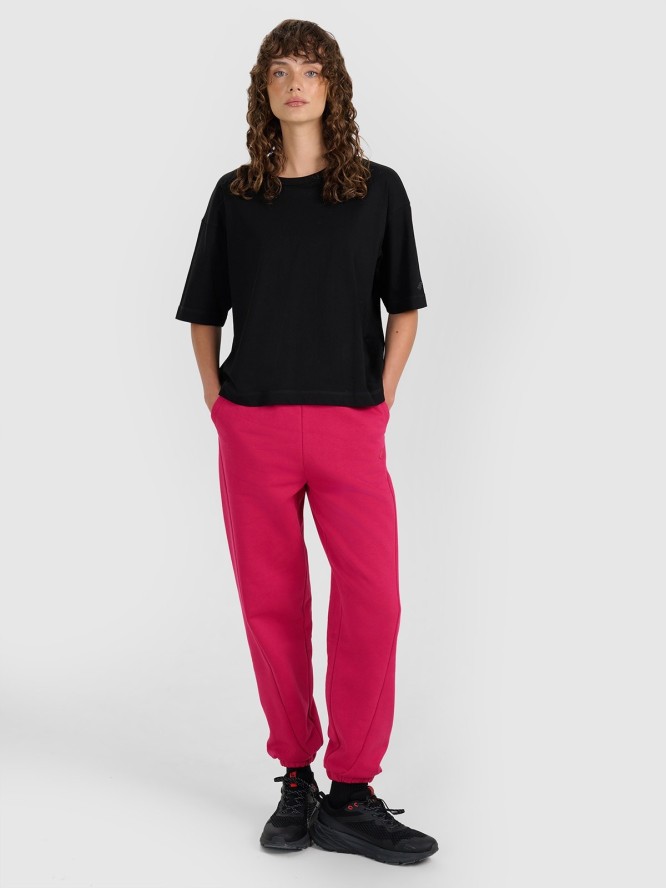 4F T-shirt oversize gładki damski - czarny S