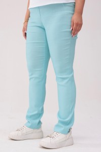 Błękitne spodnie Nilda z prostą nogawką wysoki stan PLUS SIZE XXL