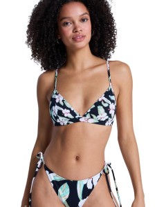 Trójkątny stanik bikini dla Kobiety PRINTED ESSENTIALS Czarny