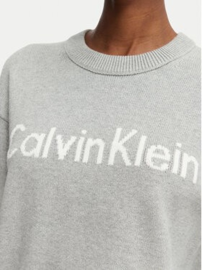 Calvin Klein Jeans Sweter LV044G313G Szary jasny Regular Fit