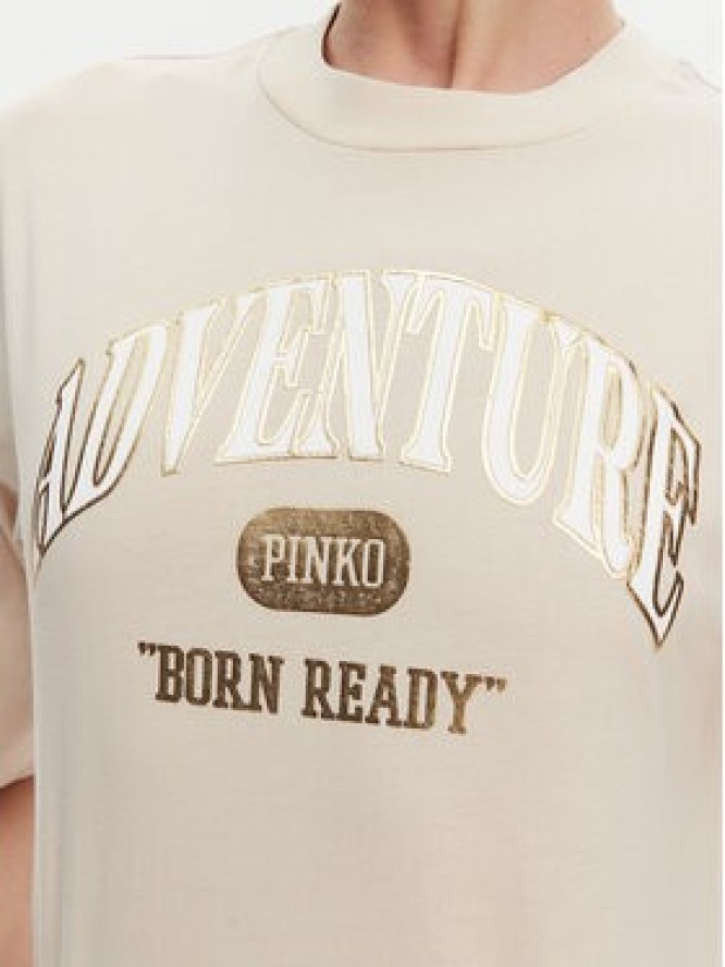 PINKO T-Shirt Niamey 104604 A2CS Beżowy Regular Fit