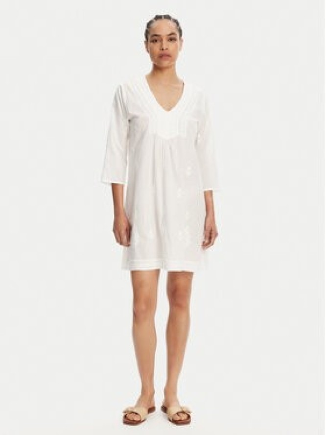 Selmark Sukienka letnia BC198 Biały Relaxed Fit