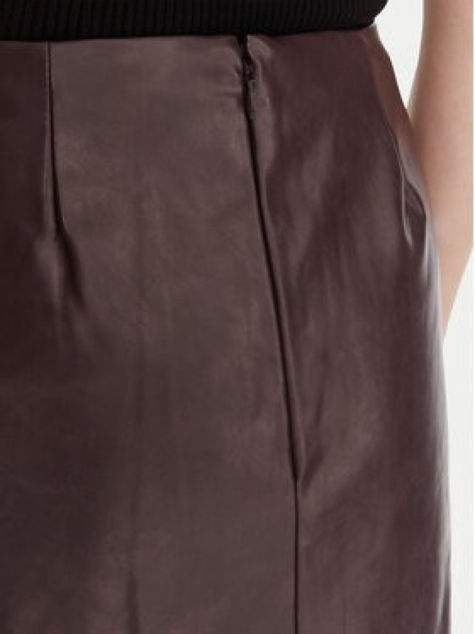 French Connection Spódnica z imitacji skóry 73ZAP 60 Bordowy Regular Fit