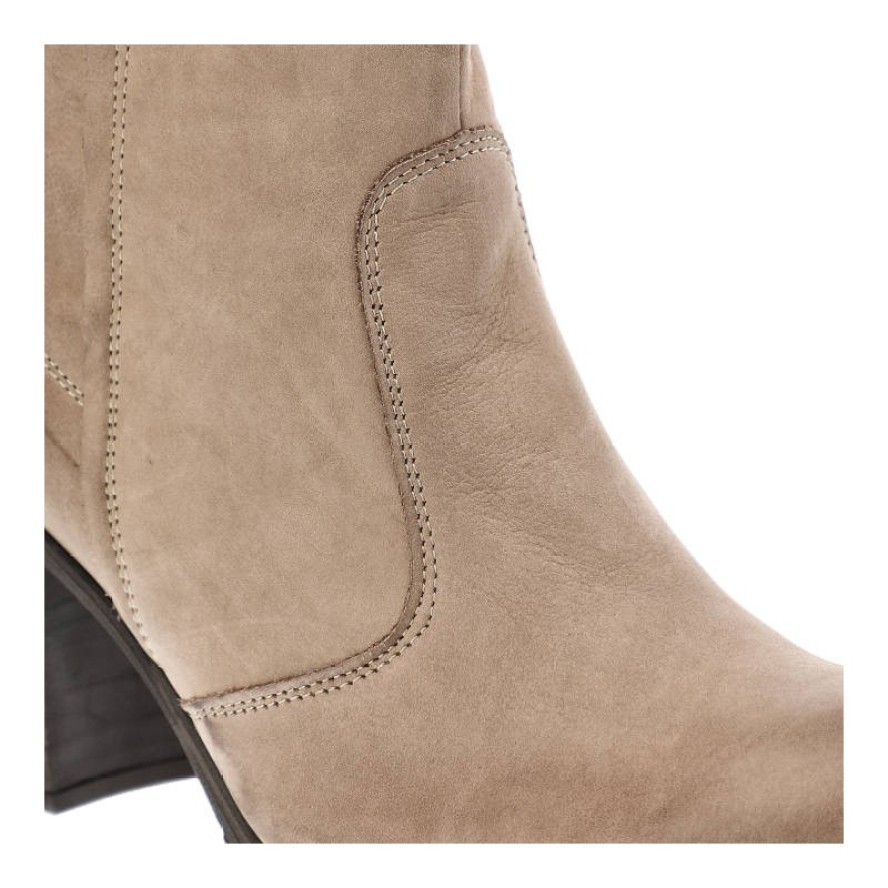 Beżowe Botki Pollonus Damskie Buty Na Obcasie