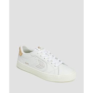 Sneakersy skórzane Cariuma Salvas White Premium Leather Ice Logo Metallic Gold