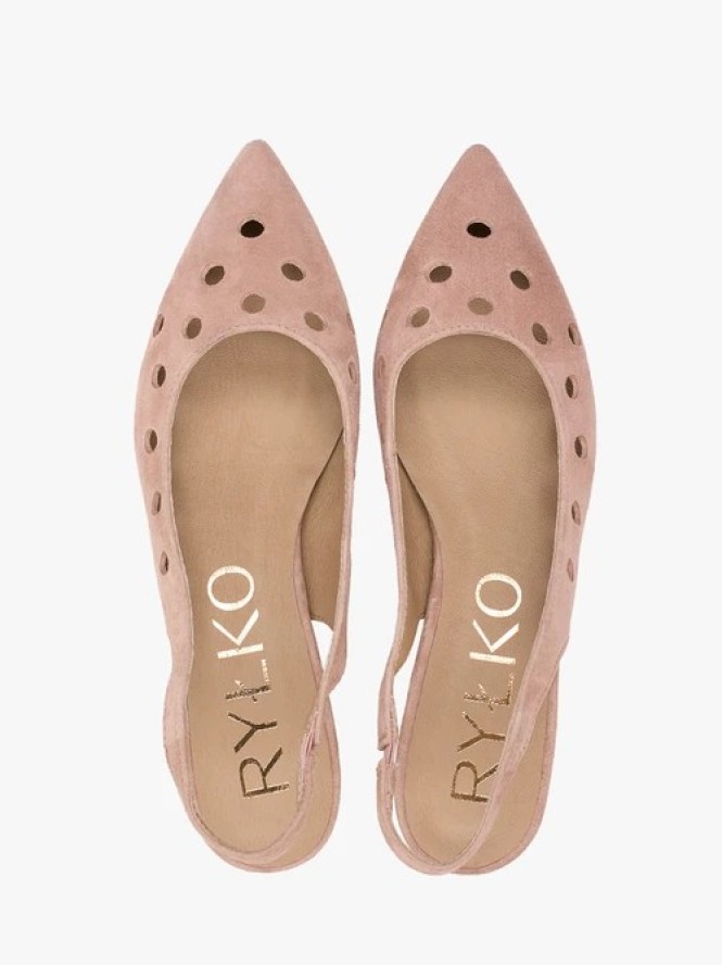 Brudnoróżowe wycinane czółenka bez pięty slingback