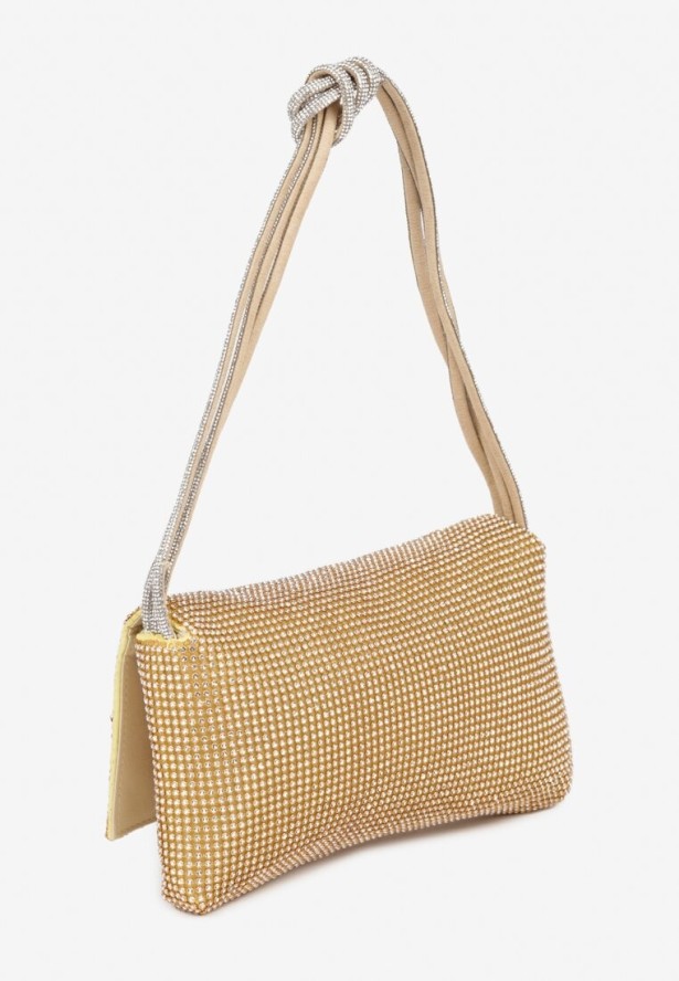 Złota Torebka Kopertówka Vices Ozdobiona Cyrkoniami Develia