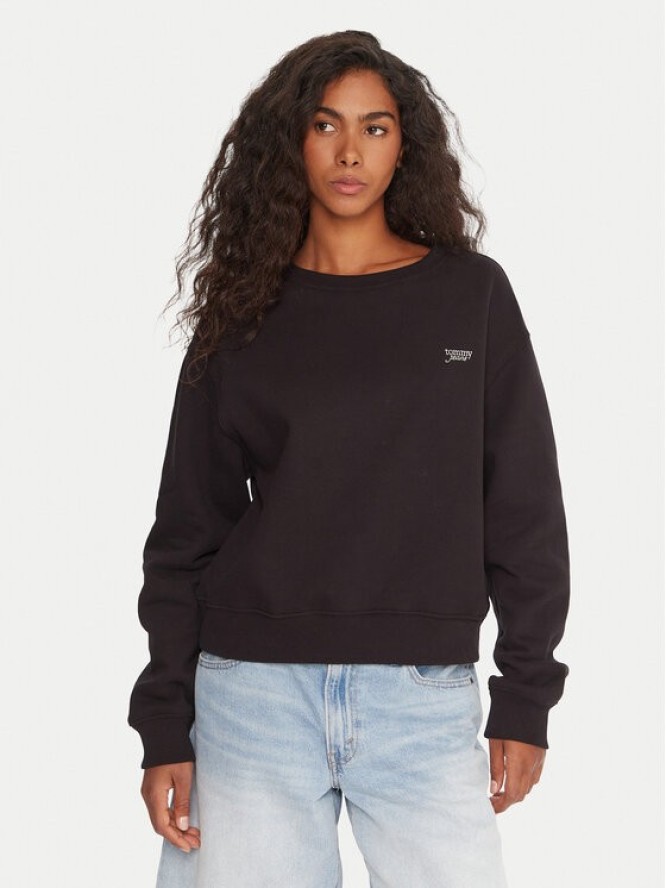 Tommy Jeans Bluza Silver Script DW0DW21961 Czarny Regular Fit