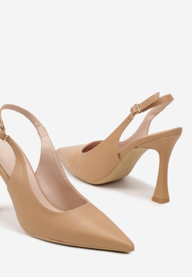 Brązowe Sandały na Obcasie Bez Pięty Dorinala