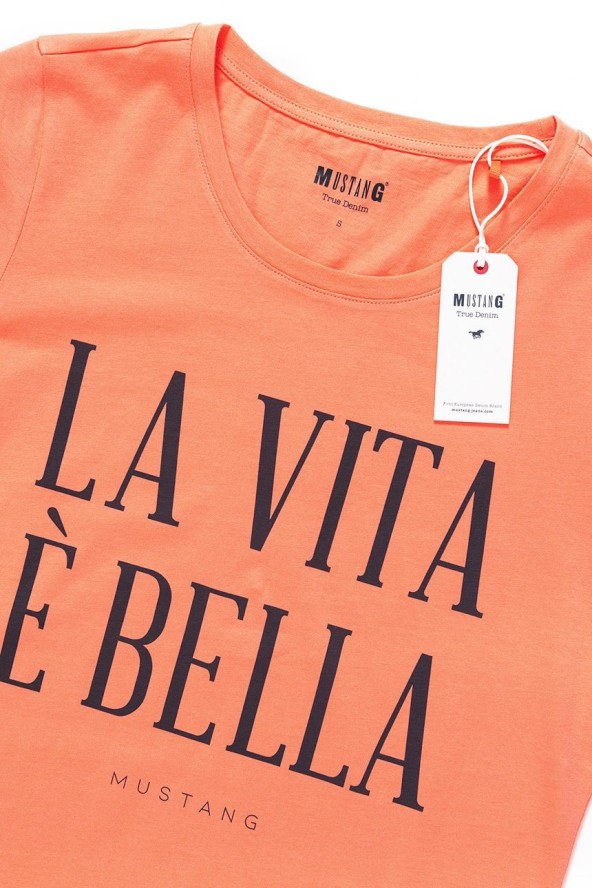 MUSTANG T SHIRT DAMSKI Alexia C Print Persimmon 1009053 8139