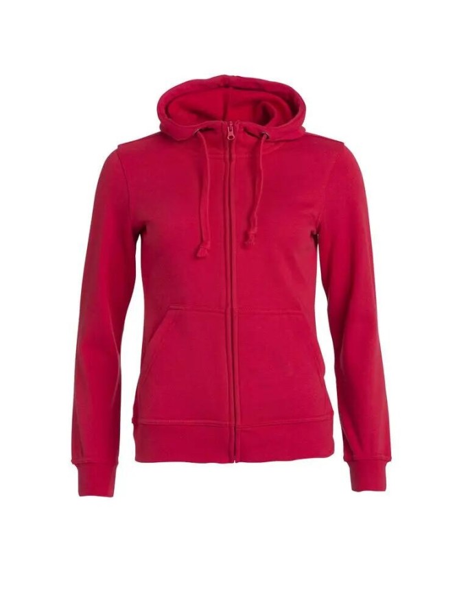 clique Basic Hoody Full Zip Women - czerwona bluza z kapturem