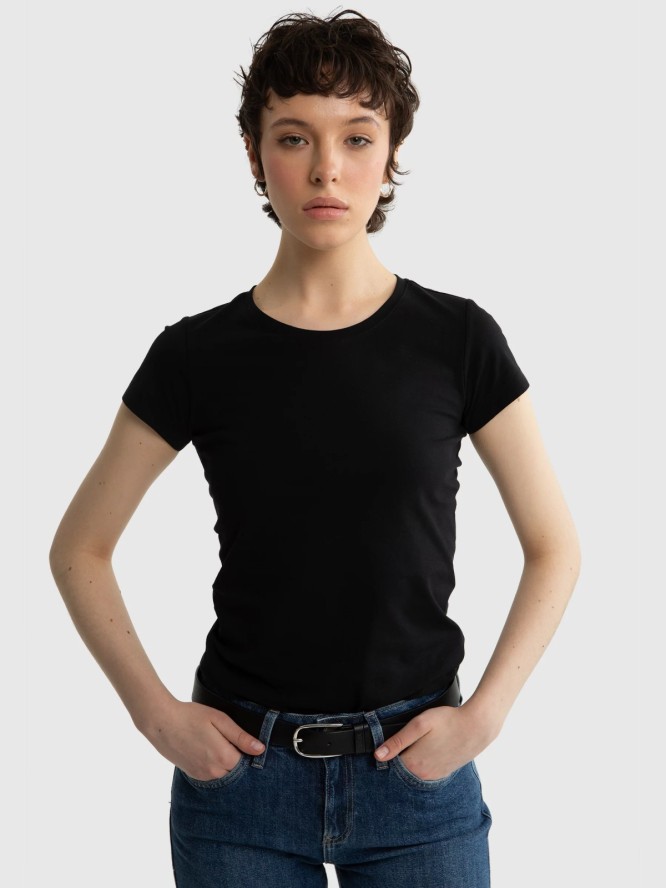 Koszulka damska z krótkim rękawem czarna Classaca 906