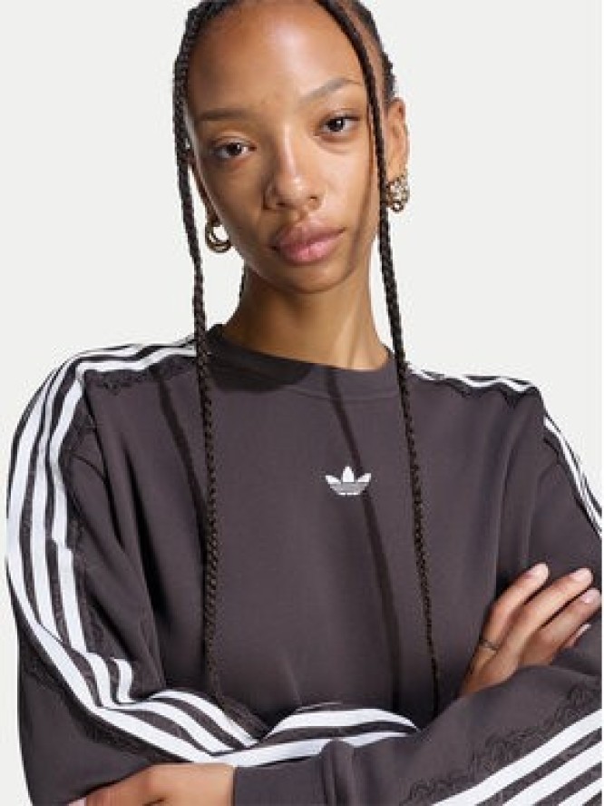 adidas Bluza Lace 3 Stripes Crew LG4253 Brązowy Regular Fit