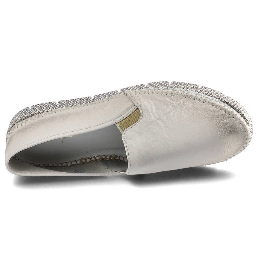 Półbuty damskie Maciejka, lekkie wsuwane półbuty ze skóry naturalnej i na płaskiej podeszwie, złote, 03512-25-00-0