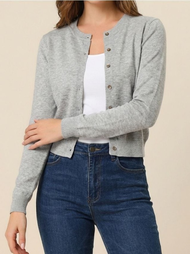 Klasyczny kardigan zapinany na guziki - szary