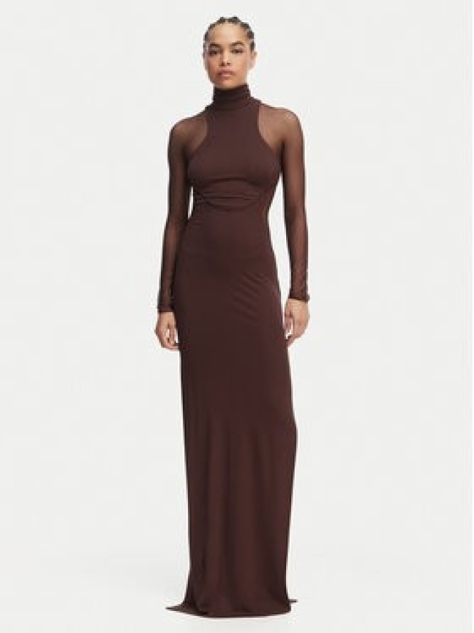 Elisabetta Franchi Sukienka wieczorowa AB-R22-62E2-V600 Brązowy Slim Fit