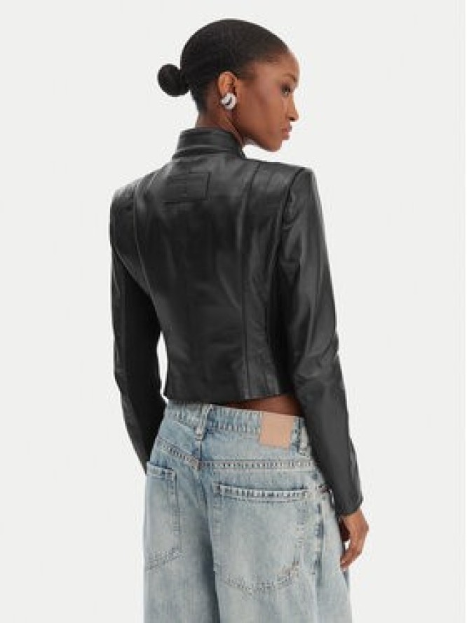 Patrizia Pepe Kurtka skórzana CO0001/L1HZ-K103 Czarny Regular Fit