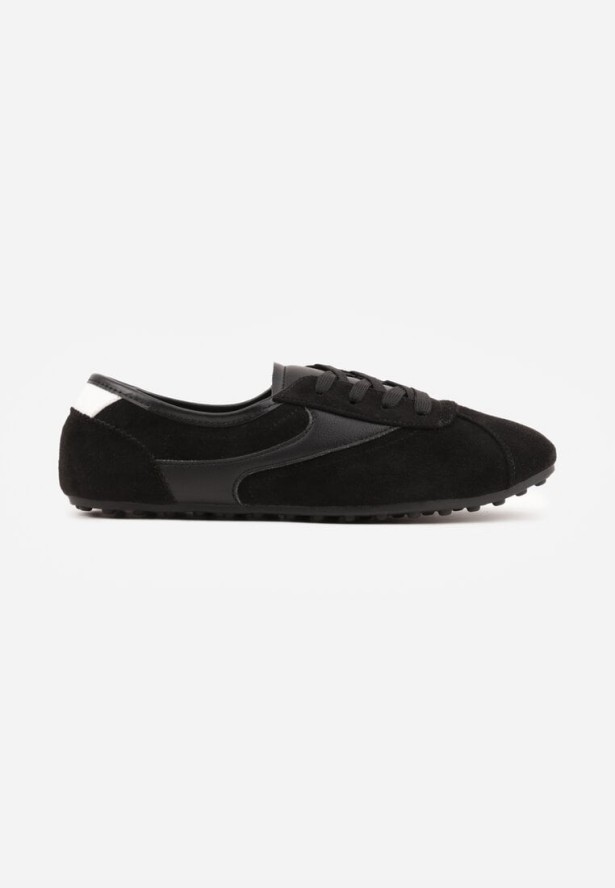 Czarne Sneakersy Kultowe Tenisówki Y2K z Imitacji Zamszu Nerialle