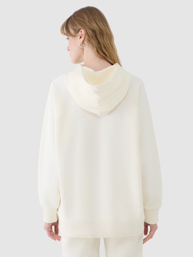 4F Bluza dresowa nierozpinana z kapturem damska - biała S