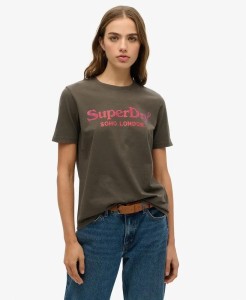 superdry Venue Metallic Relaxed T‑Shirt 100% Bawełna Organiczna – Vintage Black