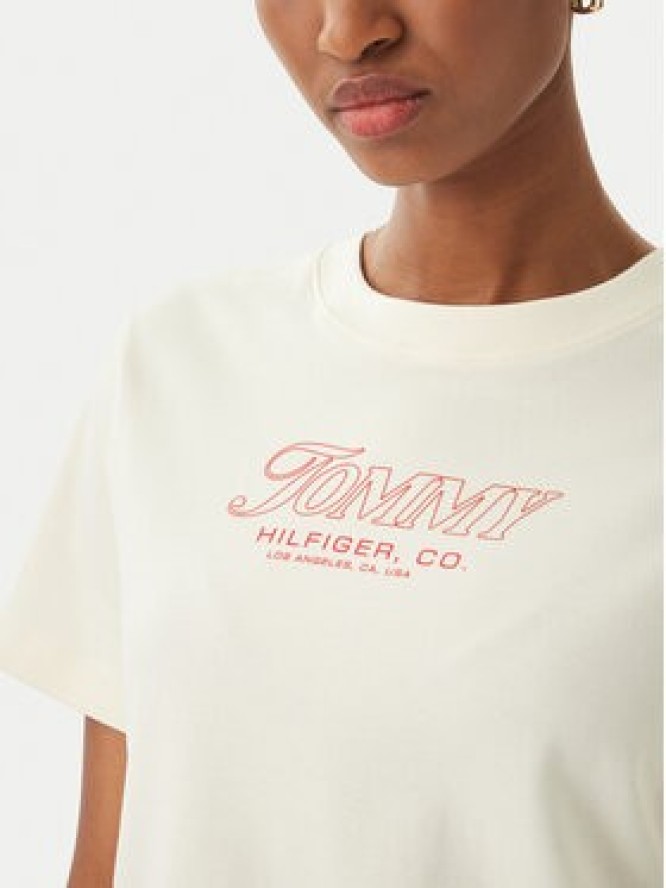 Tommy Hilfiger T-Shirt Logo Interlock WW0WW48707 Beżowy jasny Regular Fit