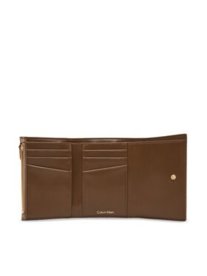 Calvin Klein Portfel Emblem Aop Trifold W/ Zip Pocket LV04F1118G Beżowy