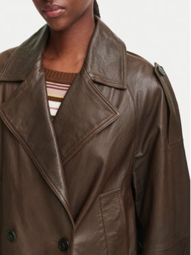 Weekend Max Mara Kurtka skórzana Felino 2625446051 Brązowy ciemny Regular Fit