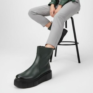 Zielone Botki Armodo Wygodne Obuwie Damskie Na Platformie