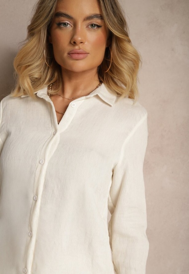 Biała Wiskozowa Koszula o Klasycznym Kroju Florriza