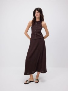 Dzianinowa spódnica maxi - ciemnobrązowy