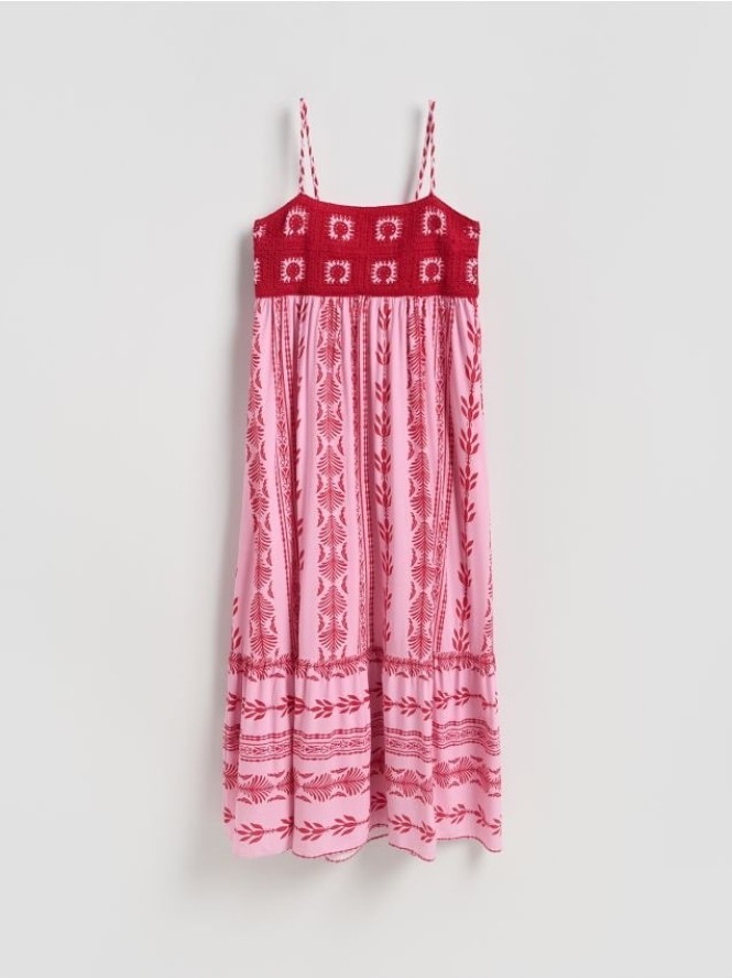 Sukienka z ozdobnymi ramiączkami - wielobarwny