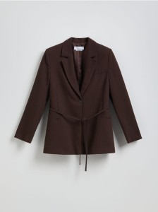 Marynarka z wiązaniem - ciemnobrązowy