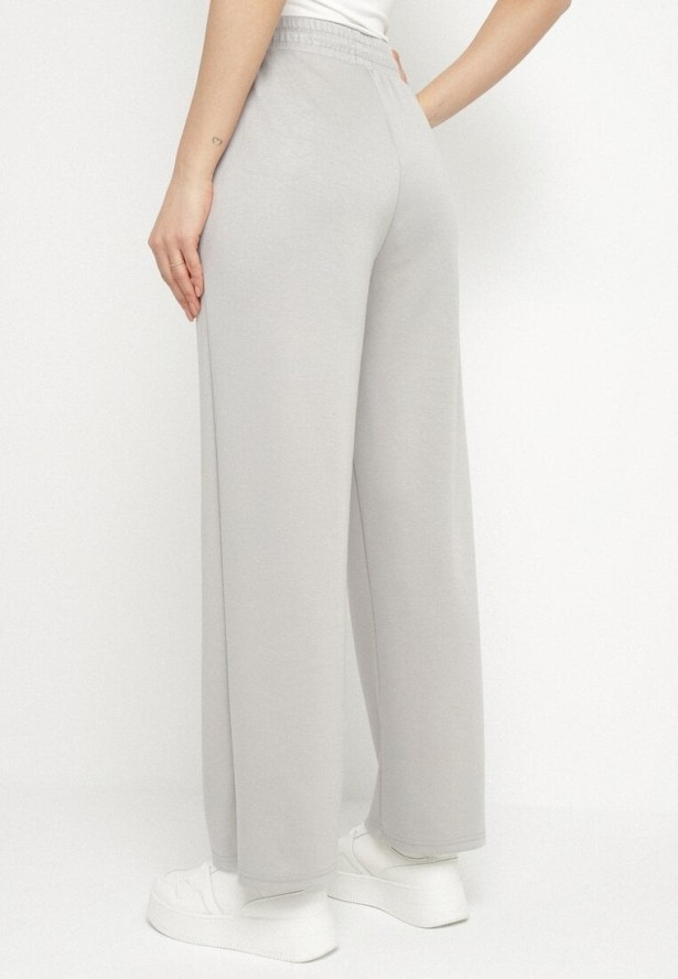 Szare Spodnie Dresowe Szerokie z Wiskozą Elaniris