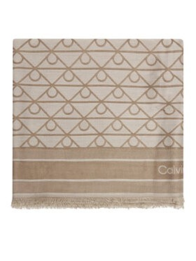 Calvin Klein Chusta Emblem Aop Jacquard Square Scarf LV04F8080G Beżowy