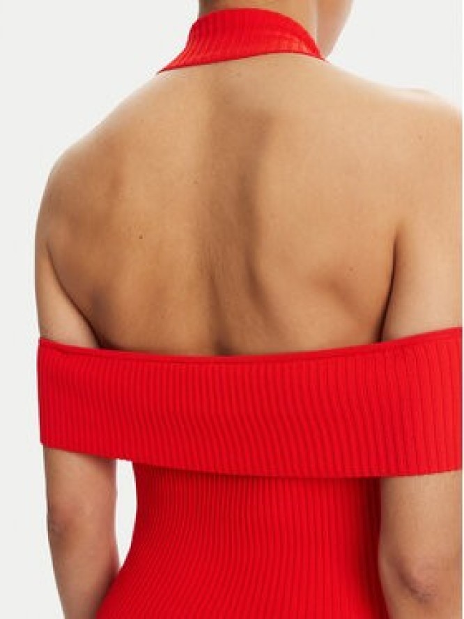 Just Cavalli Sukienka dzianinowa 78PAOM19 Czerwony Slim Fit