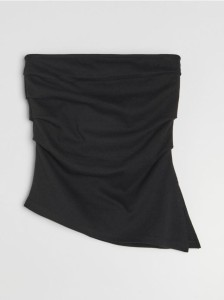 Asymetryczny top bandeau z marszczeniem - czarny