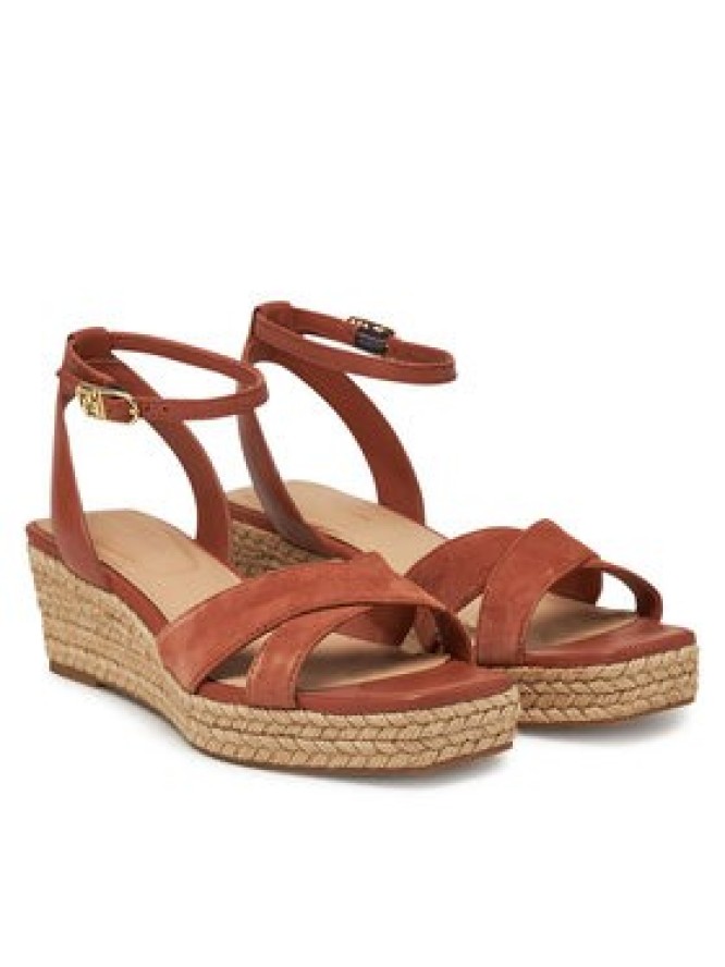 Tommy Hilfiger Espadryle Leather & Suede Mid Wedge Espad FW0FW08804 Brązowy