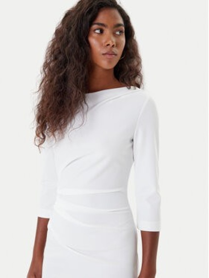 Rinascimento Sukienka koktajlowa CFC0126154003 Biały Slim Fit