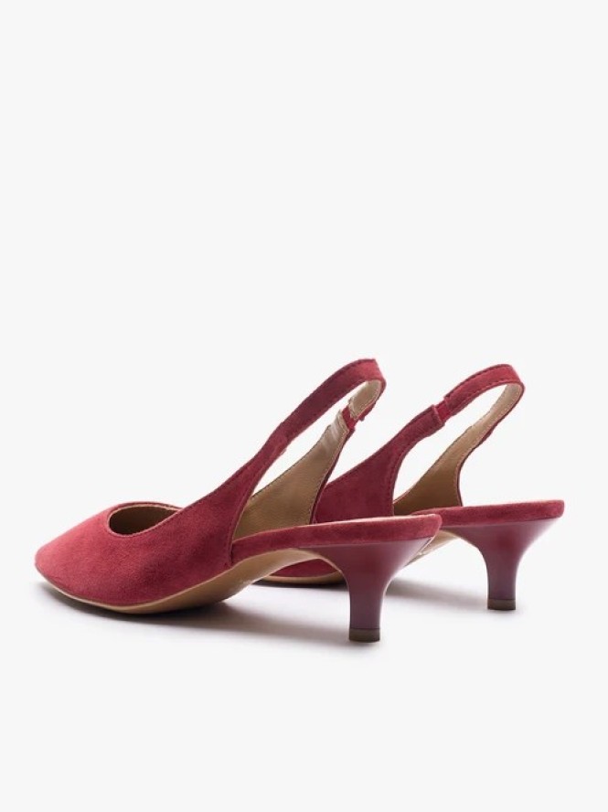 Bordowe czółenka bez pięty slingback
