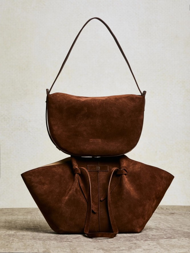 Torebka damska ze skóry naturalnej zamszowej brązowa Kosaka 804