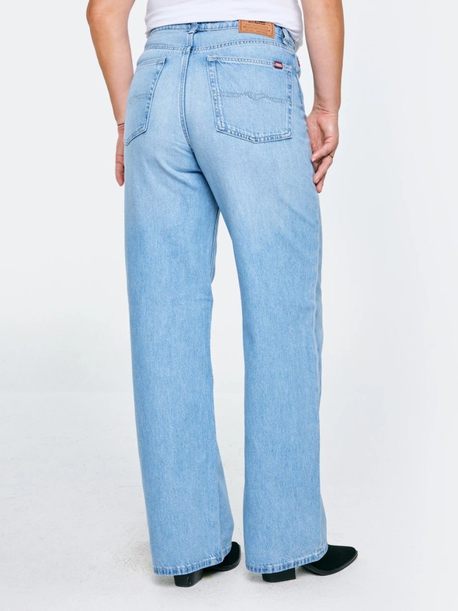 Jeansy damskie z szeroką nogawką niebieskie Atrea 195