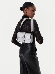 PINKO Torebka Love One Mini Slouchy Fl AI 25-26 PLTT 104340 A2JT Srebrny