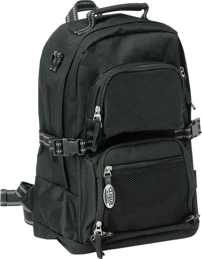 clique Backpack z poliestru 600D z powłoką PVC — czarny, Onesize – black