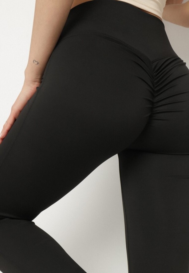 Czarne Legginsy Typu Dzwony z Wysokim Stanem Orralise