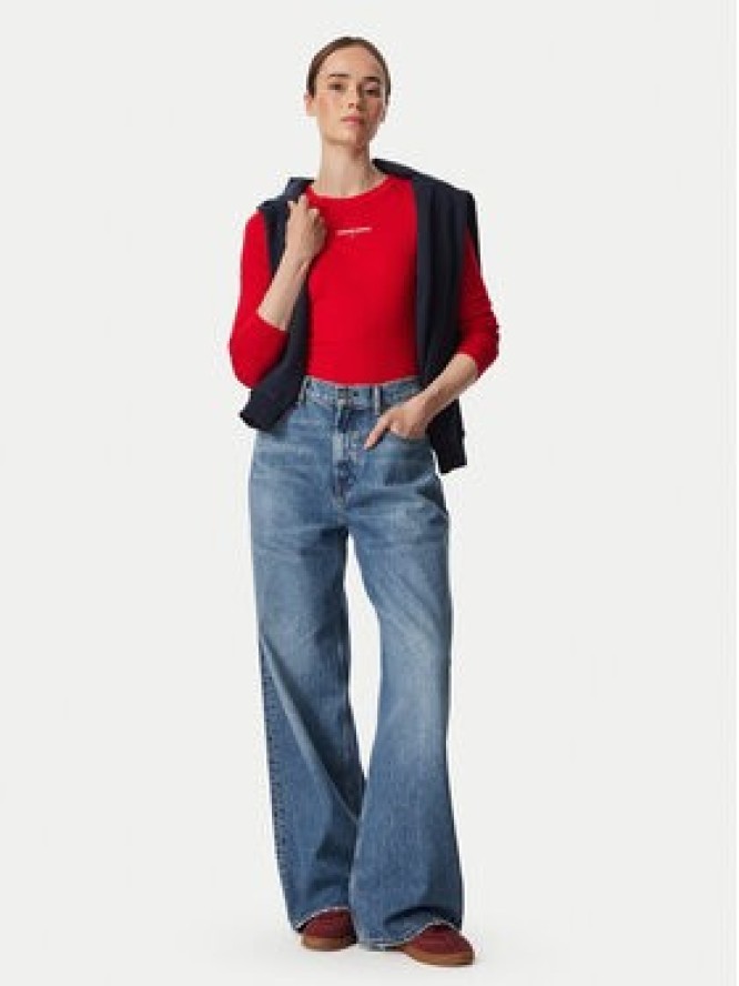 Tommy Jeans Bluzka Classic Logo DW0DW23248 Czerwony Slim Fit