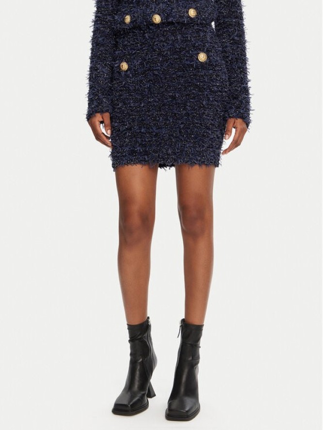 Balmain Spódnica mini DF0LB015KH74 Granatowy Regular Fit
