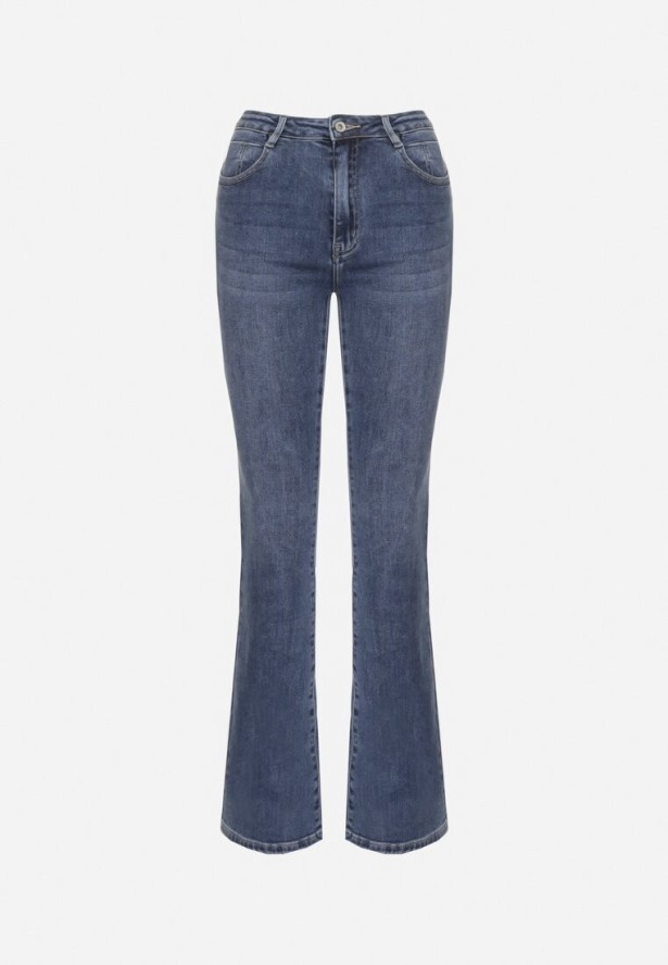 Niebieskie Elastyczne Jeansy o Kroju Dzwonów Zenaia