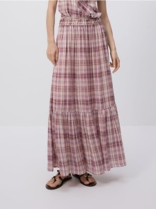 Spódnica maxi w kratę - wielobarwny