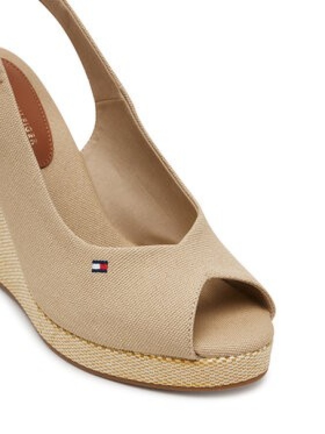 Tommy Hilfiger Espadryle Flag High Wedge Espad Slingback FW0FW08597 Beżowy